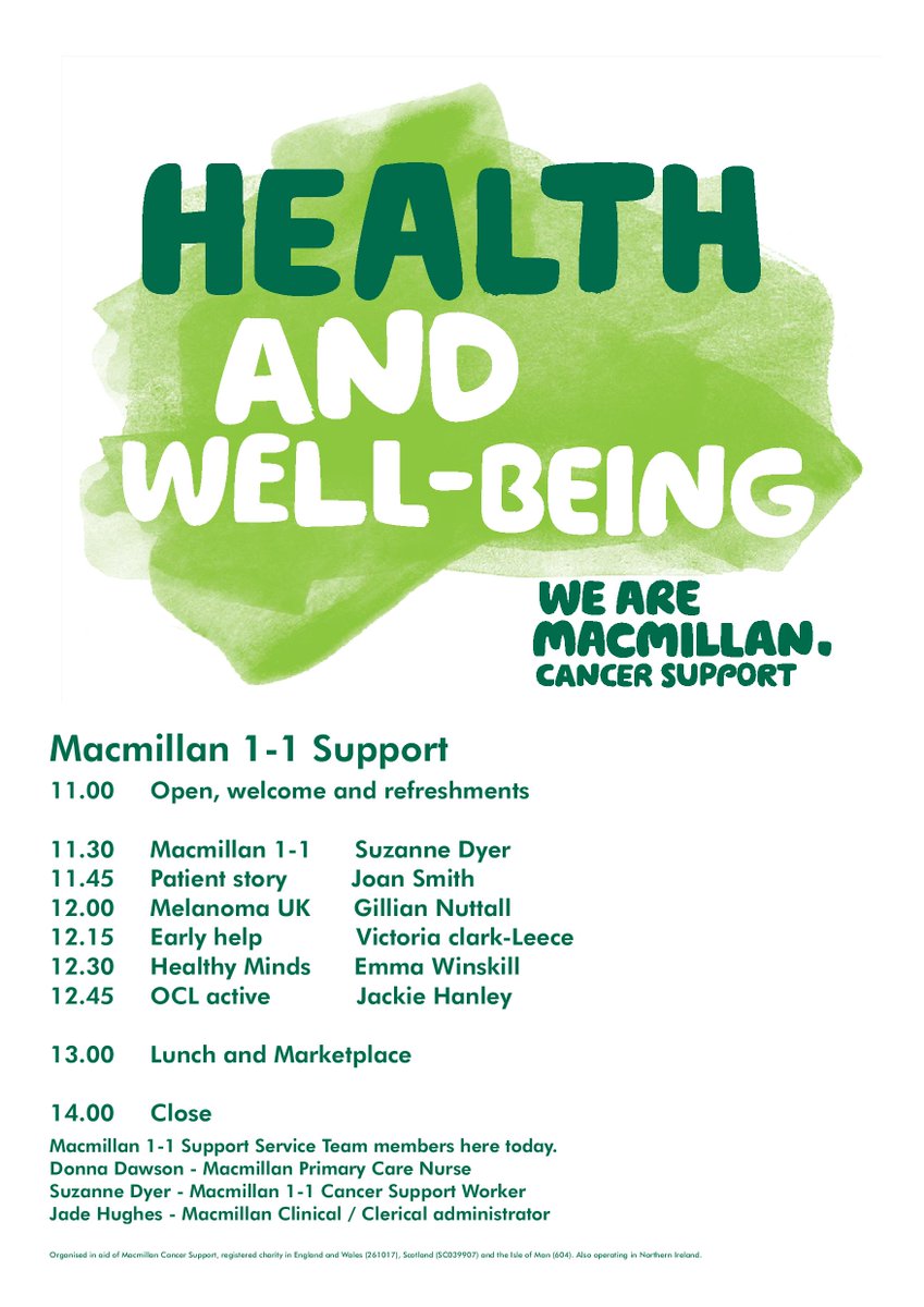 MacmillanOldham's tweet photo. All ready for tomorrow, come along, meet the team and all the amazing support services available to you #Mac121 https://t.co/wcRWGH2cjw