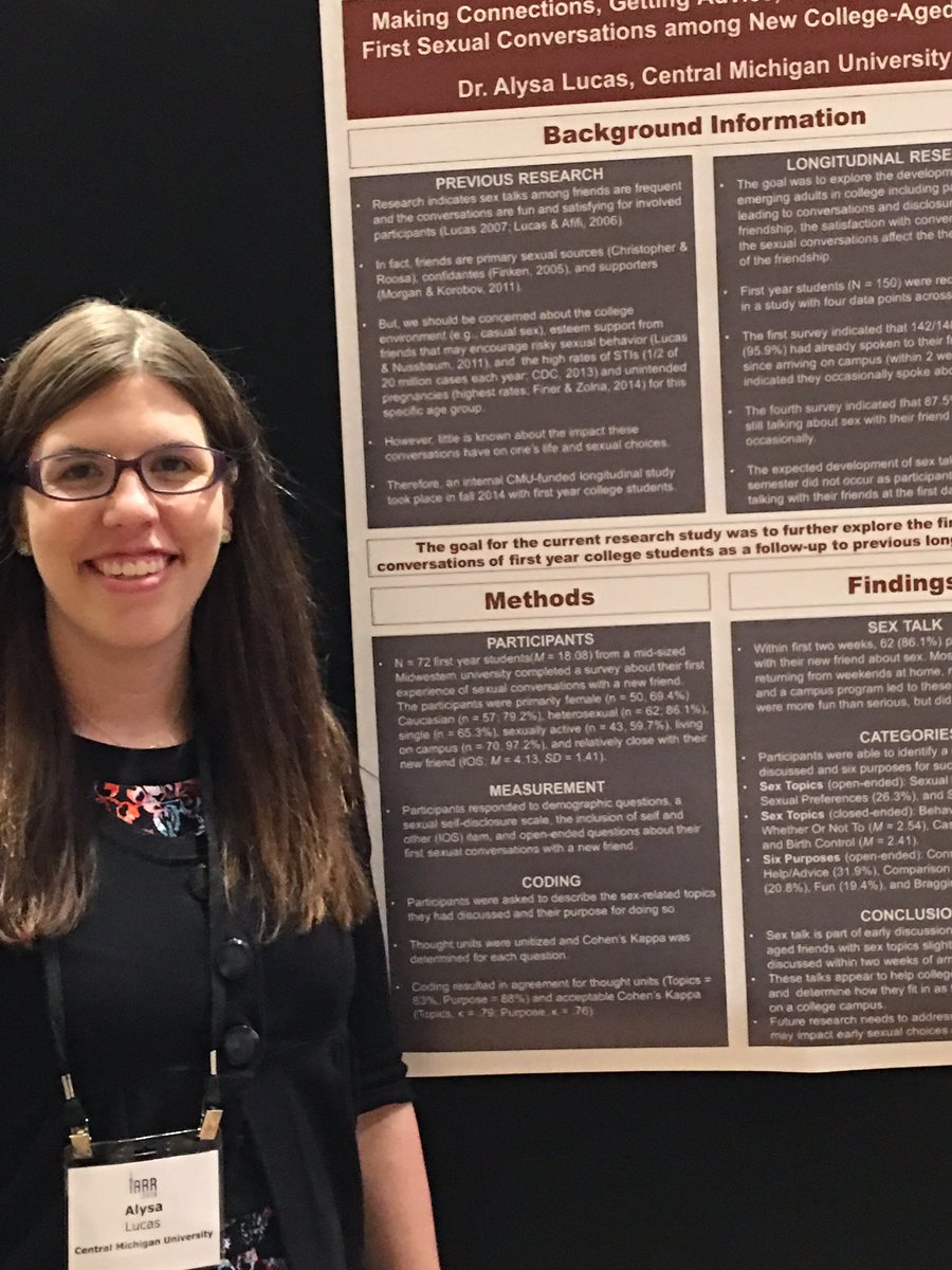 cmichcom's tweet photo. Dr. Alysa Lucas presented her research on sex talk among friends at last week's #iarr2016 conference. https://t.co/9v6xt0pUvq