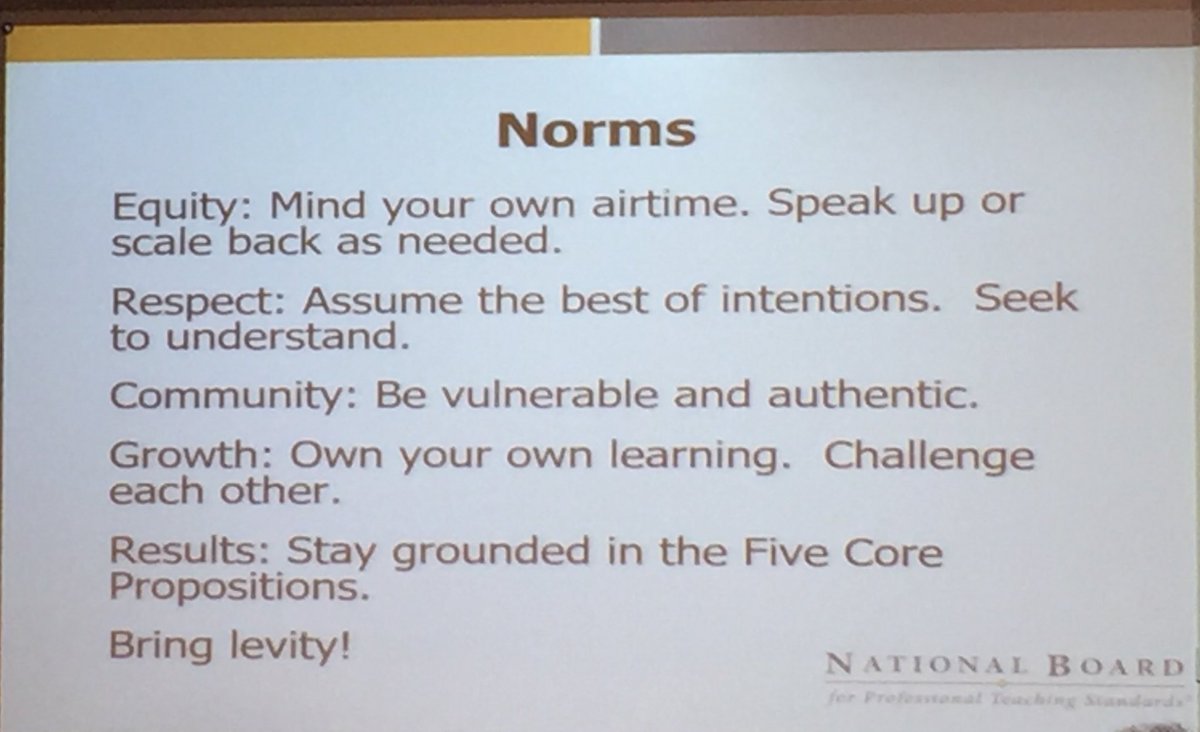 hklageman's tweet photo. Loving the Group Norms - especially bring levity!  @NBPTS sets a positive tone for the day! #mdnbct @ambereenkb https://t.co/cDirlrocTy