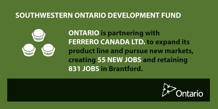 Kathleen_Wynne's tweet photo. Investing in Ferrero in #Brantford to help create new jobs and grow our economy. https://t.co/zQLA13VUAd