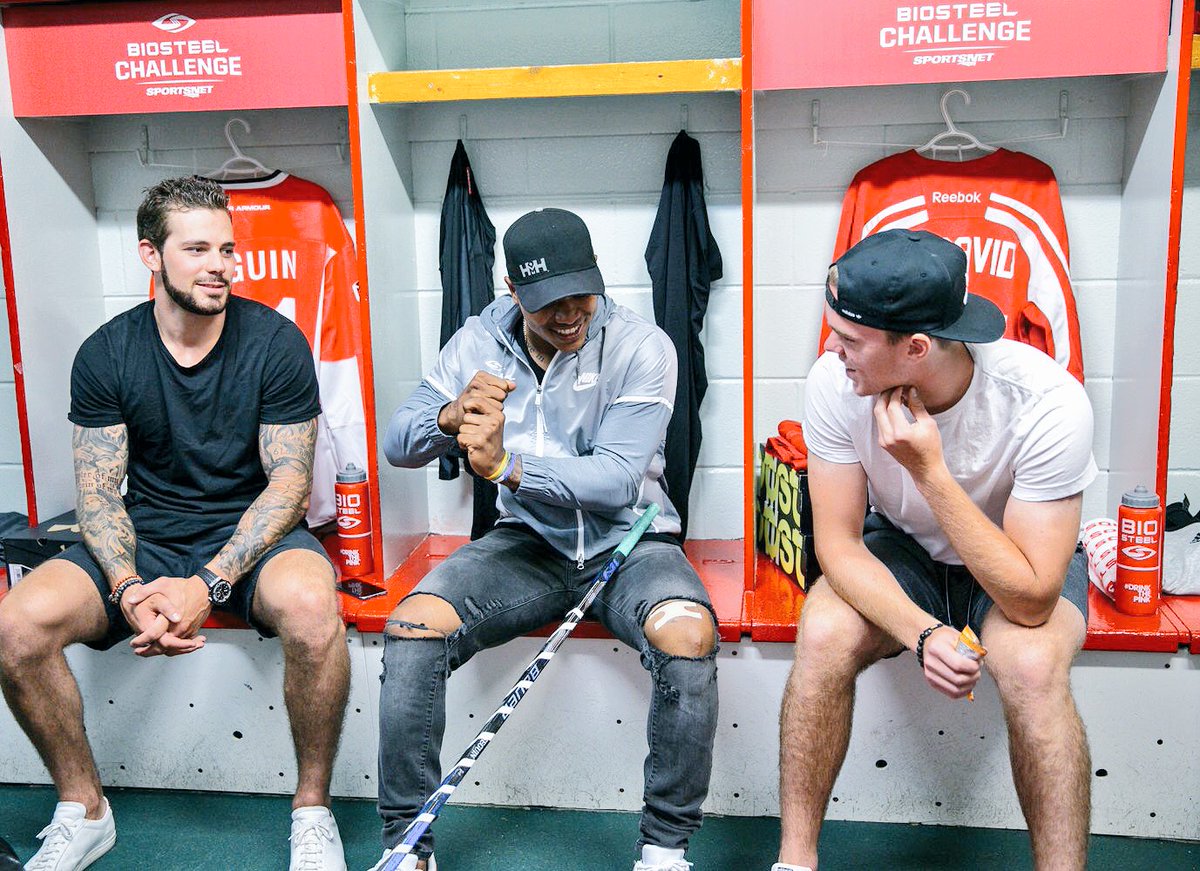 STR0's tweet photo. Bonding. @BioSteelSports @cmcdavid97 @tseguinofficial https://t.co/eyp4VjaPU1