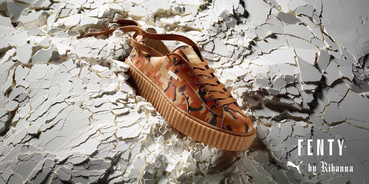 PUMA's tweet photo. Stand out. The Creeper Camo is here. New #FENTYxPUMA at https://t.co/eM1Vq91hTG. https://t.co/PrYsTuKYc5