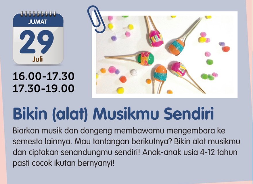 Ahoi Ayah Bunda.. Ini jadwal #BXplorersClub besok sore di @bxchange_mall dalam edisi "Bikin Alat Musikmu Sendiri" 😊