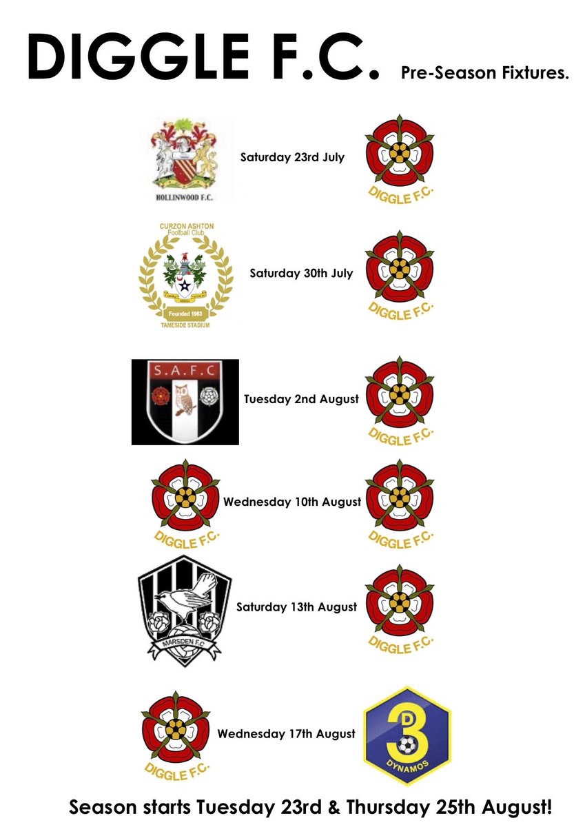 Digglefc's tweet photo. ⚽️ @Digglefc have some fantastic pre-season fixtures coming up! ⚽#saddleworth#Diggle #digglefc https://t.co/NcCMQ8bWwB