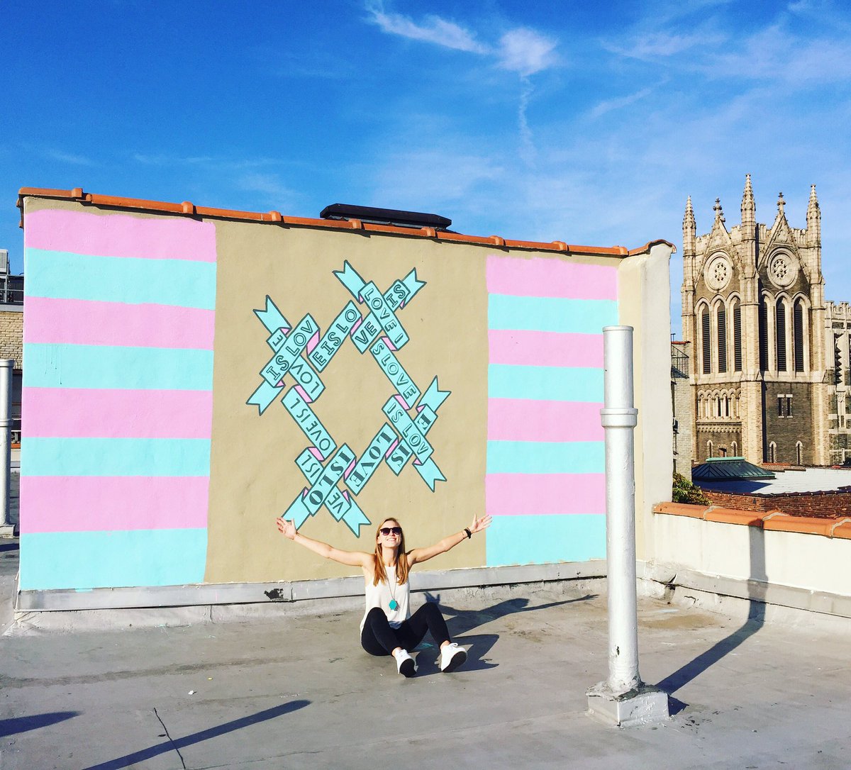 oliviaataylor's tweet photo. First NYC mural is finally finished! Love is love is love. https://t.co/PUHrRyx8FN