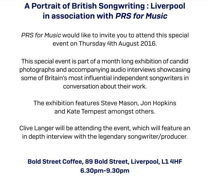 BidoLito's tweet photo. An evening w Clive Langer @boldstcoffee @PRSforMusic @WolfandDiva @DominoPubCo https://t.co/V5JBk1v8AJ #Songwriting https://t.co/dT0vc79StY