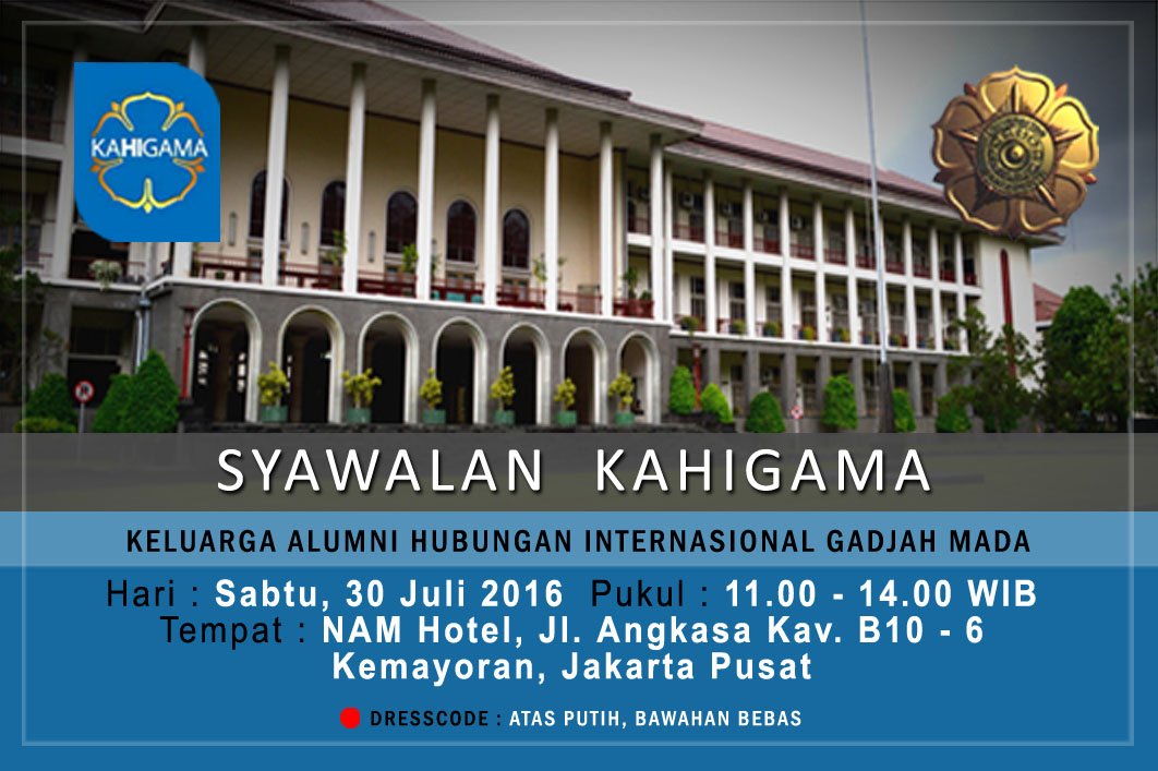 Alumni HI UGM, hadir yuuk #SyawalanKahigama. 30 Juli, Jangan lupa bawa potluck untuk bertukar hidangan dengan teman