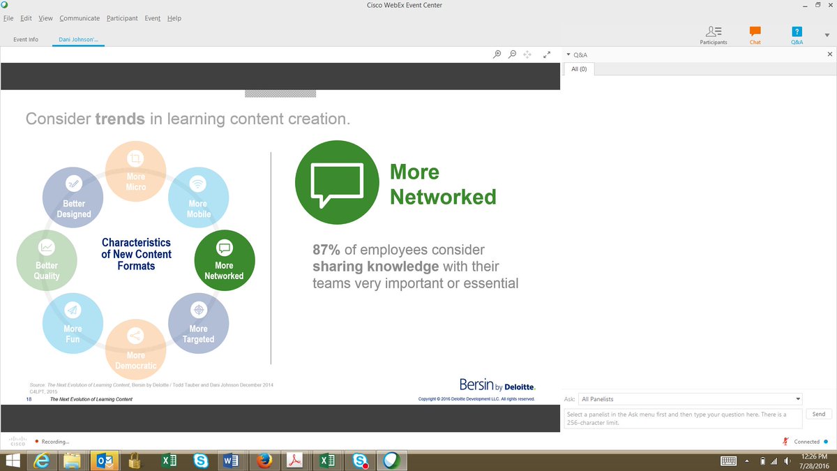 E_Barisik's tweet photo. 87% of employees consider knowledge sharing ESSENTIAL #learncontent #Bersin #learning https://t.co/3th3e0MPcm