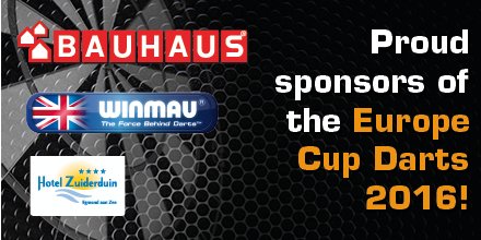 Thumbs up for <a href="/Winmau/">Winmau</a>, @HotelZuiderduin and BAUHAUS. Main sponsors of the <a href="/EuropeCupDarts/">europecupdarts2016</a>! #OfficialPartners