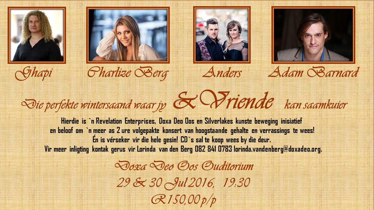 AdamMusiek's tweet image. Sien jul daar Pta!@charlizeberg @Ghapimusician @Anders_Orkes @doxadeoglobal @AfrikaansM @sa_artists @kykNETNOU
