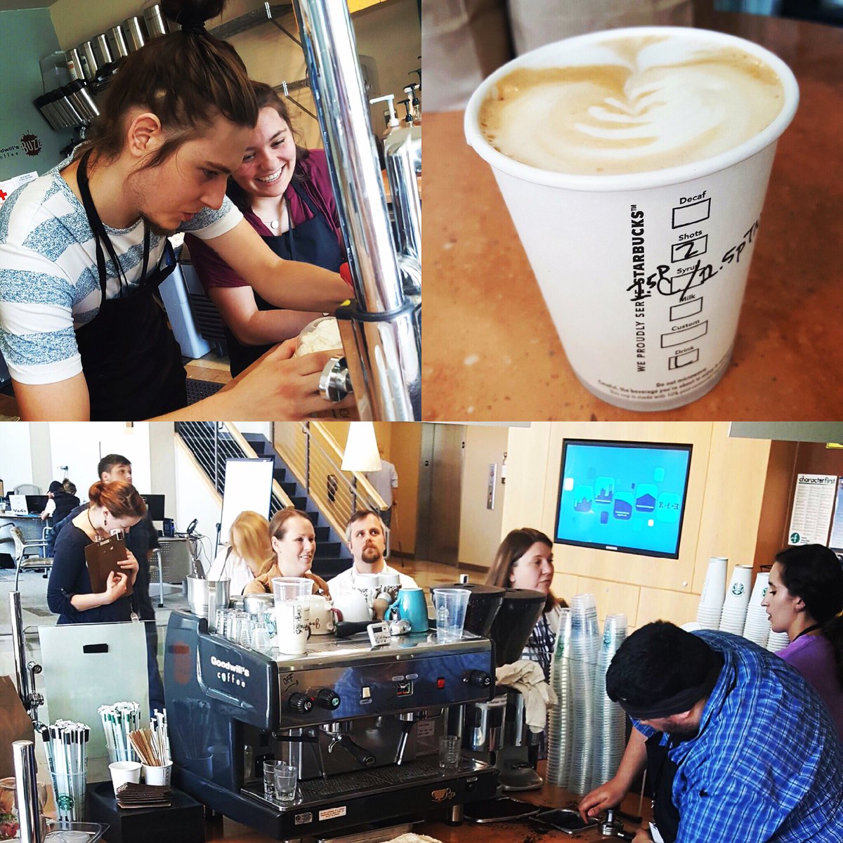 GoodwillBuzz's tweet photo. Mock Cafe was a success! Here are some great moments from a great day! #jobtraining #gwcoffeebuzz https://t.co/oSPrJXhjLf