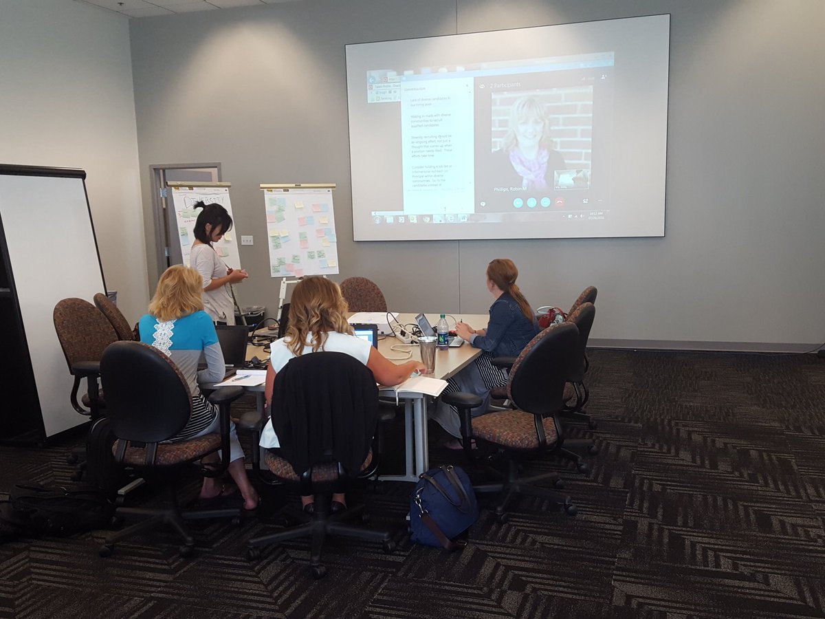 TechTalentGuy's tweet photo. Team #Diversity doing a great job using sticky notes & tech! #HackTheHire @Sheridan_Joan3 @amembrey @stephal12 https://t.co/16RPNytrrP