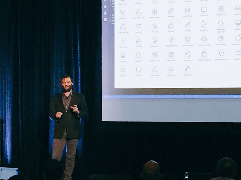 jeffd_brown's tweet photo. Michael Paull introducing automation tooling around SVGs  and Sightly in the #AEM world @fricto #CIRCUIT16 https://t.co/KStBshMKel