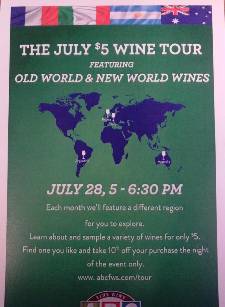 ABCwineDianaS's tweet photo. Hope you are ready to join us TODAY for our "Old World vs New World" #winetasting @ABCWineCountry on N. Dale Mabry https://t.co/4ciF4Le7Gg
