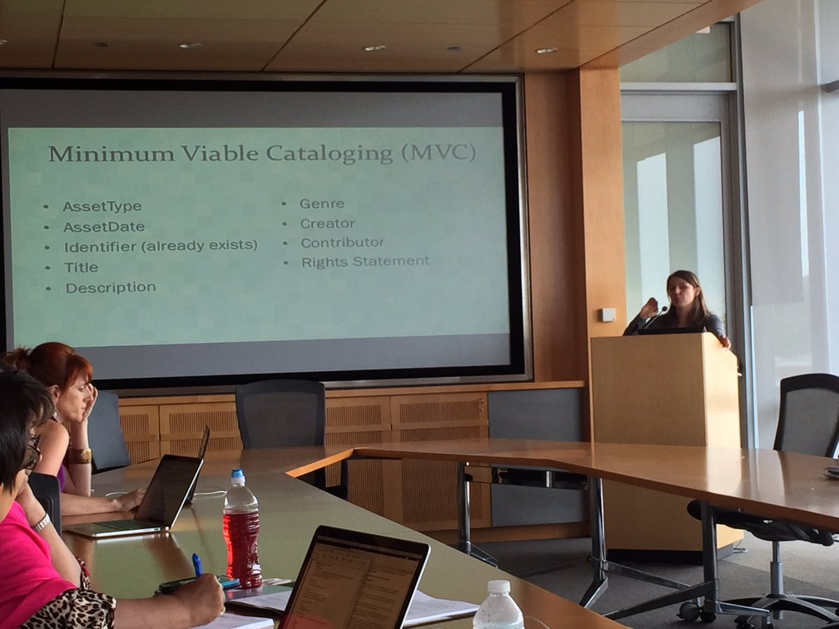 amarchivepub's tweet photo. AAPB Metadata Specialist Sadie Roosa discusses our method of Minimum Viable Cataloging (MVC) #ndsr #metadata #pbcore https://t.co/oKSqdLTS3q