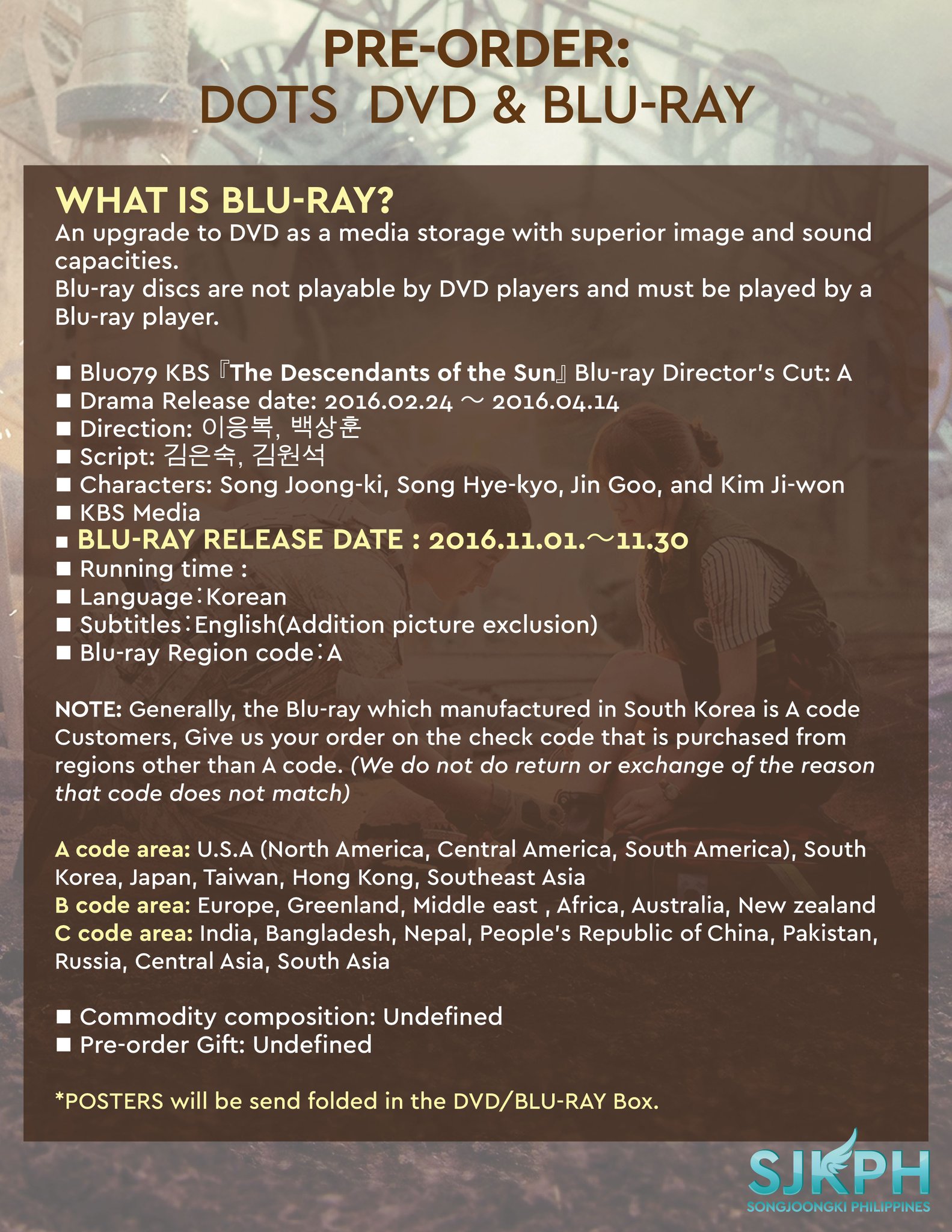 Song Joong Ki Philippines Ph Only Descendants Of The Sun Dvd Blu Ray Director S Cut Pre Order Form T Co Qkpxmaqsb1 Joongkiph