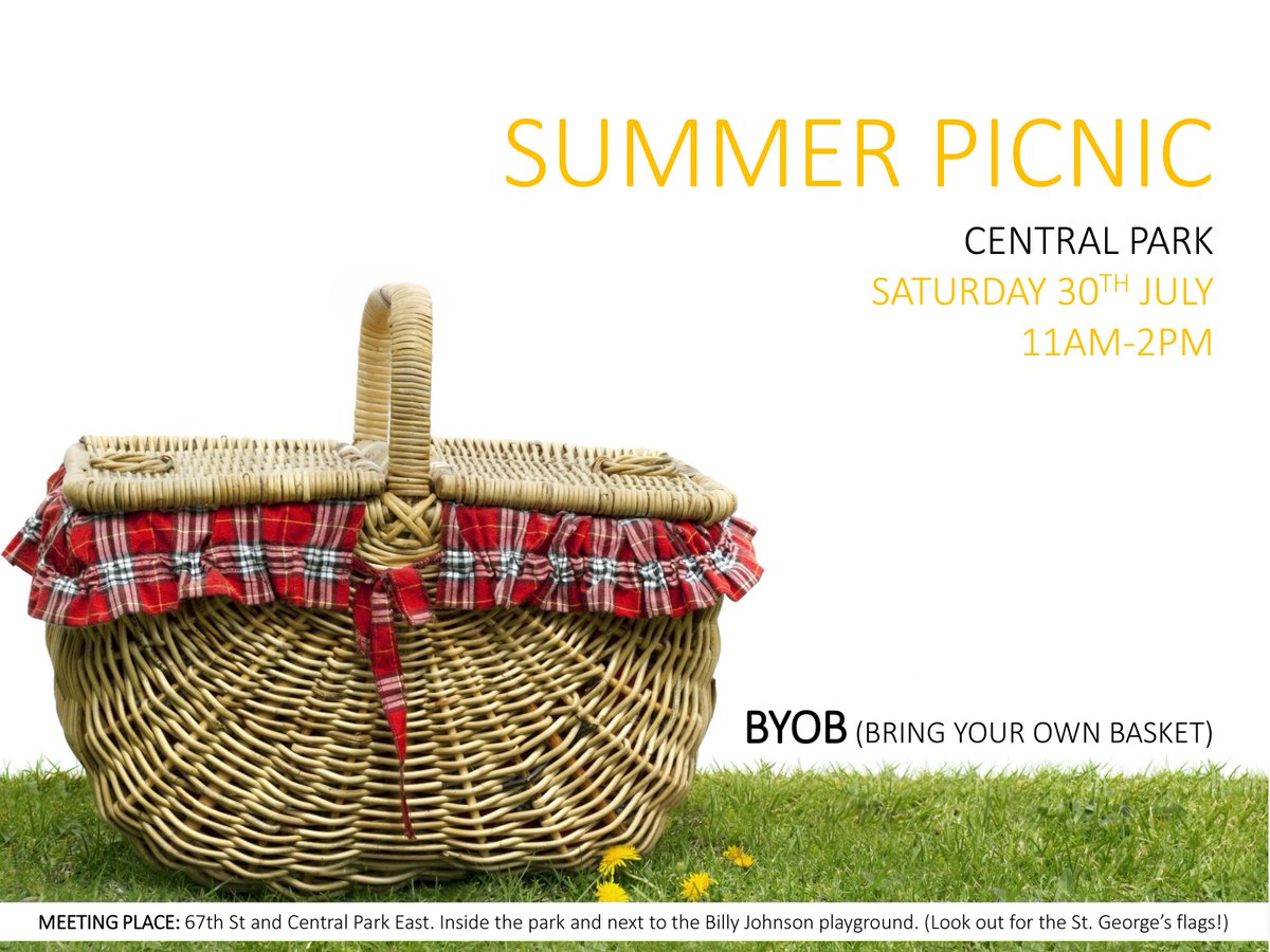 SGS_NY's tweet photo. Join us for a Picnic in the Central Park this Saturday &amp; BYOB (bring your own basket!) - george@stgeorgessociety.org https://t.co/UvA46e3mYa