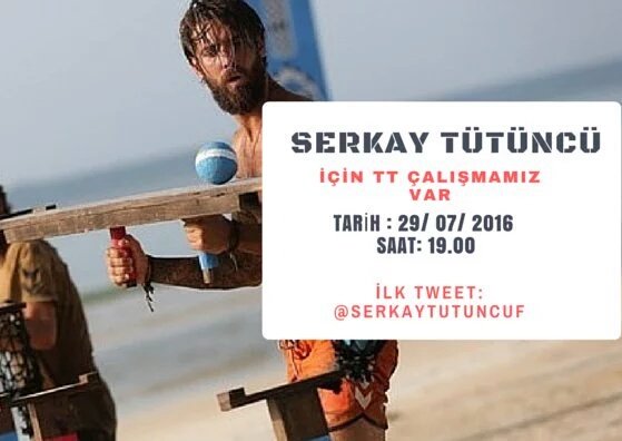 Sadeceserkay's tweet photo. Yarın Serkay için tt çalışmamız var ✌ Katılacak olan herkese şimdiden teşekkürler 🙏 #serkaytütüncü #survivor https://t.co/wKEDy8iz8n