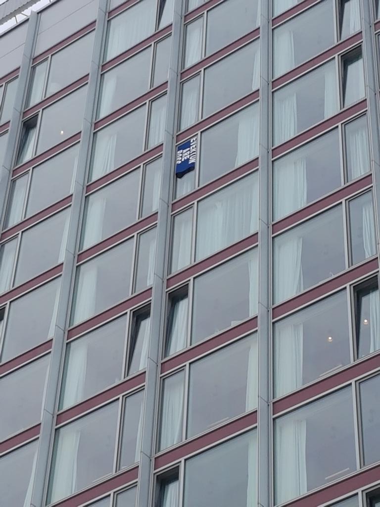 davidforster88's tweet photo. An Ev flag outside our hotel #Dresten https://t.co/Bc8xP1jyfc