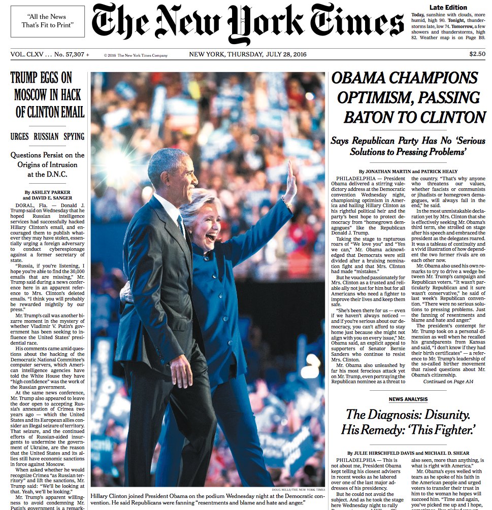 The New York Times On Twitter The Top Of The Front Page Of The New 