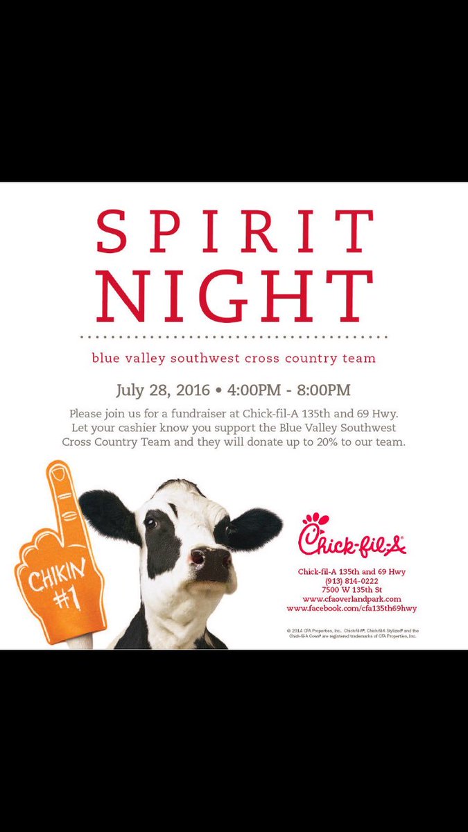 BVSWdistance's tweet photo. FUNDRAISER! Chick fil a 135th (&amp; 69hwy) 4-8pm!!! Mention BVSW at the register and do your part to support the team https://t.co/kgpBpDDEoW