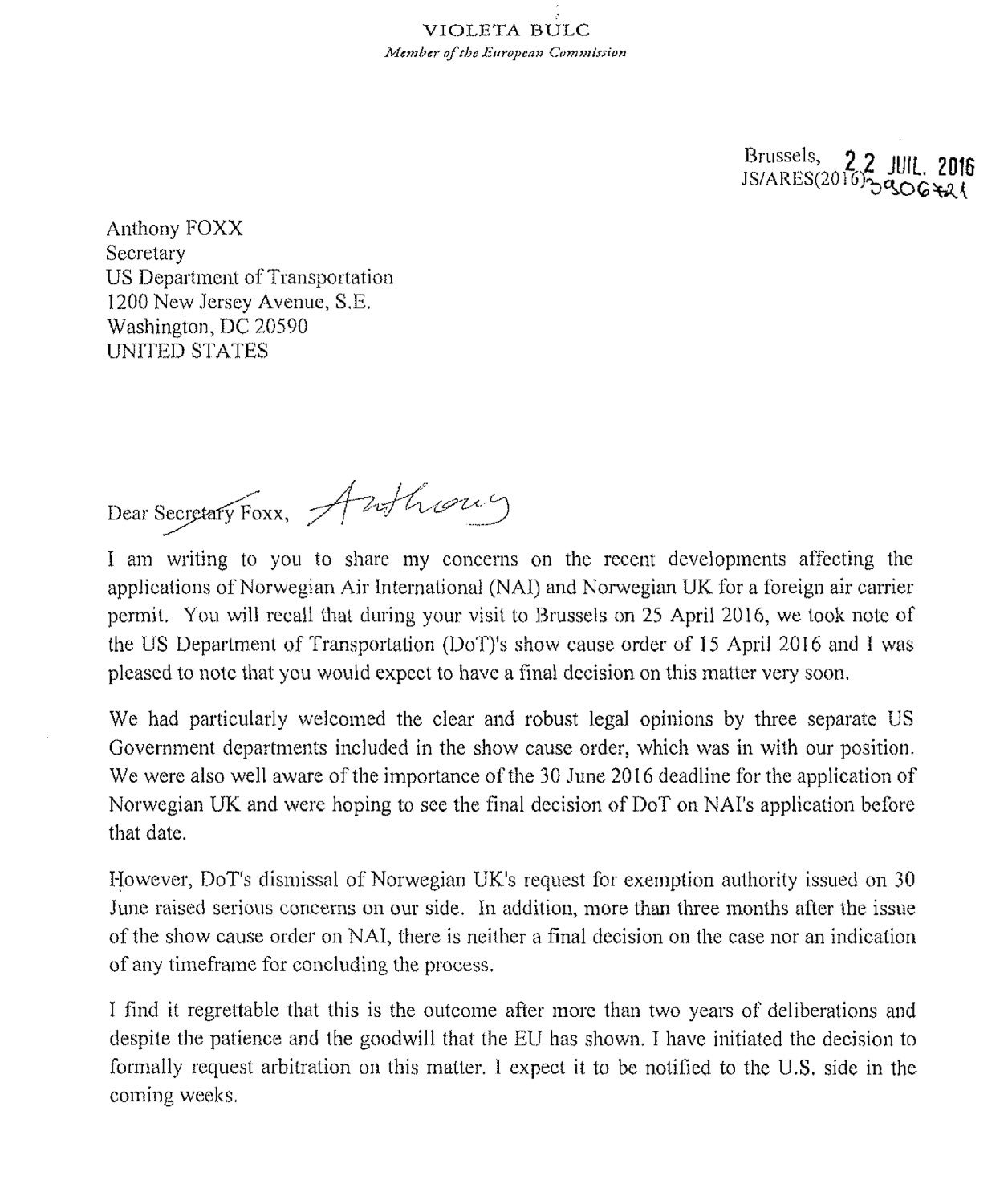 Eoin English على X: &ldquo;EU Transport Commissioner letter flagging 