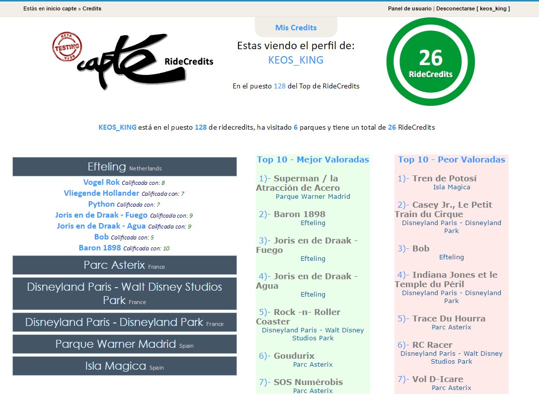 Actualizando los #RideCredits en @CAPTE , ya son 26 Credits en 6 parques distintos tras el viaje a efteling.