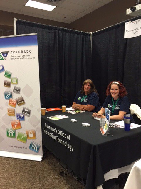 OITColorado's tweet photo. Today Lea Ann Baker and Kim Taylor are talking to vendors to support CDOT at their Second Annual Day #DOTevent https://t.co/j0IdClY79i