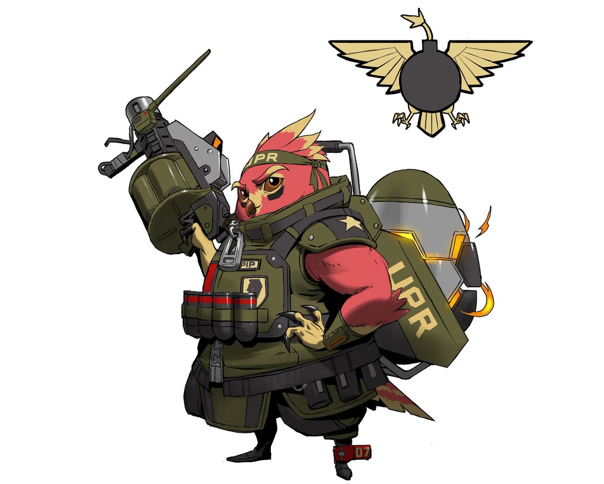 Battleborn's tweet photo. Honor, duty &amp; explosions, this bird takes Peacekeeper to a whole new level. Meet Ernest, the 28th #Battleborn. https://t.co/HV0w0RVxho