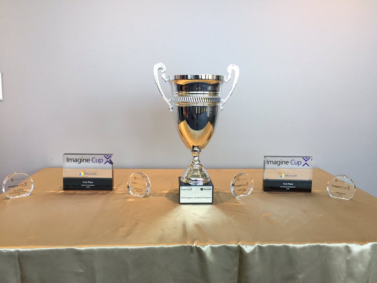 starlord_daniel's tweet photo. The Imagine Cup trophies! Which one will be going to @VR_Motion ?
#imaginecup #msftimagine https://t.co/Wlwz8H38Yc