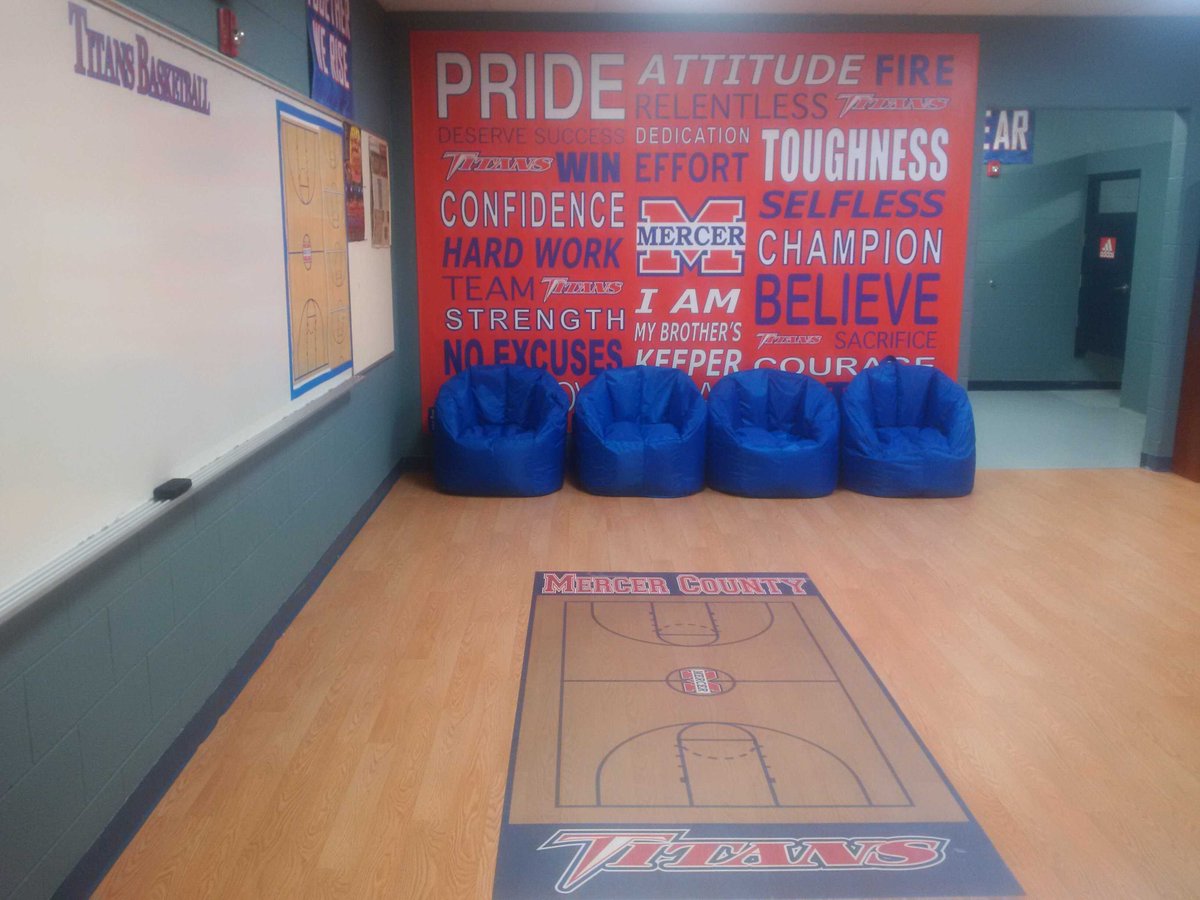 coachjoshcook's tweet photo. Sneak preview to the Mercer County Boys Basketball locker room upgrade. Special thanks to  @Come_To_101. #mctitans https://t.co/HQclqx57z3
