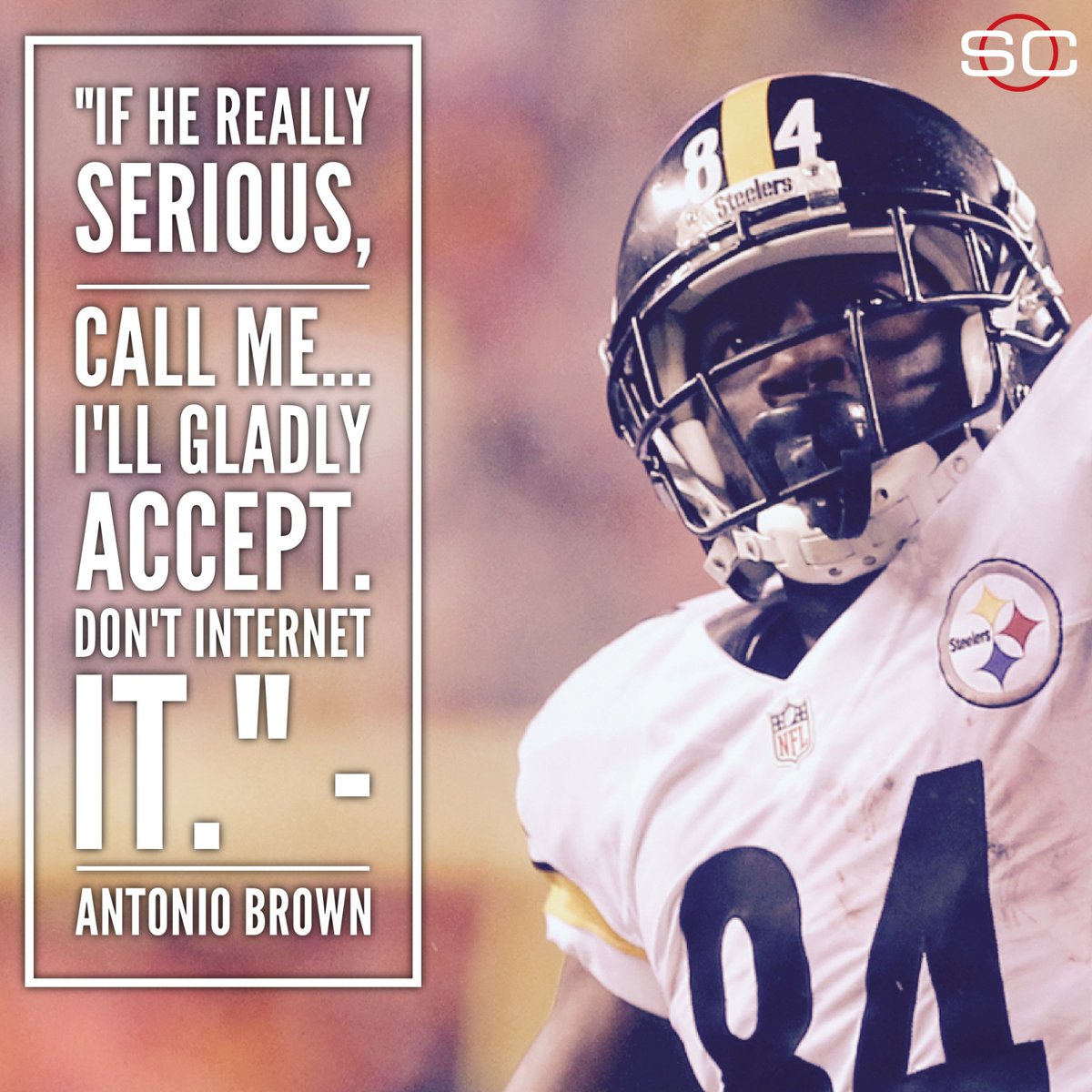 SportsCenter's tweet photo. Antonio Brown responds to Brandon Marshall's wager. (via @TMZ_Sports) https://t.co/1EewrAJKS5