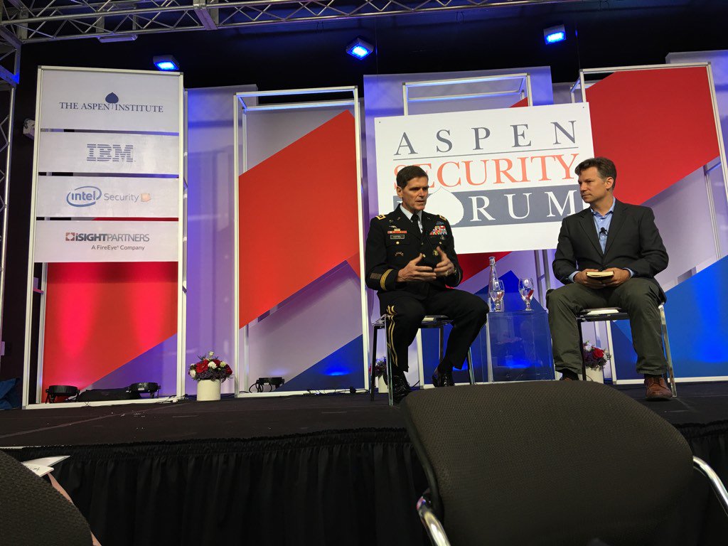 Great opening session with CENTCOM commander Gen Votel <a href="/AspenSecurity/">Aspen Security Forum</a> day one.