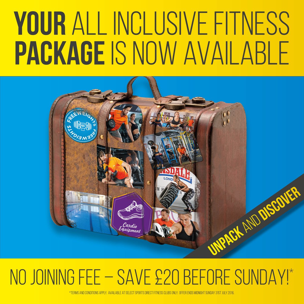 SportsDirectFit's tweet photo. SAVE £20! NO JOINING FEE @ select Sports Direct Fitness clubs. Ends midnight Sunday. Visit https://t.co/CdabrIYJwf https://t.co/efQnQjVlw6