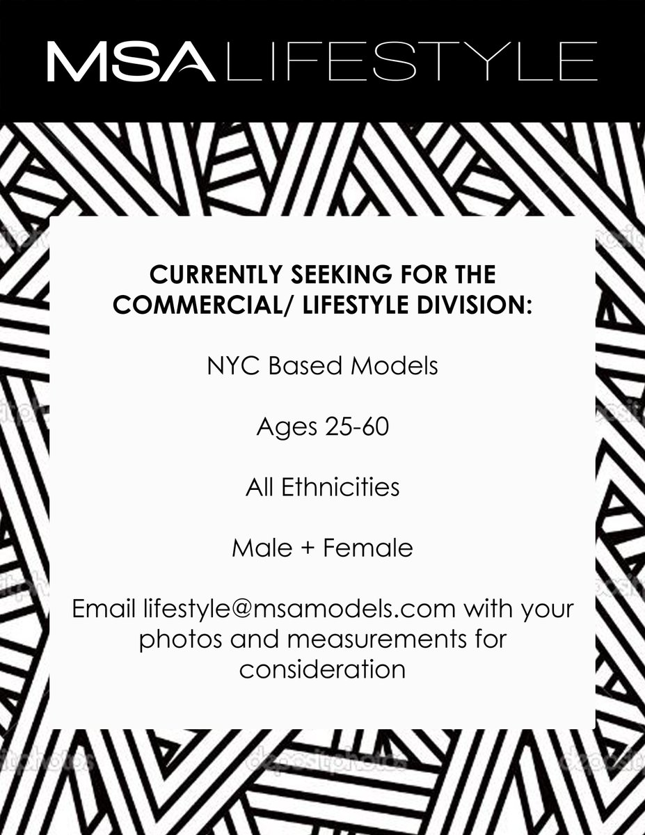 MSALifestyle's tweet photo. Seeking representation? If you fit the requirements email lifestyle@msamodels.com! #MSAme https://t.co/AZ6xOL9hKy