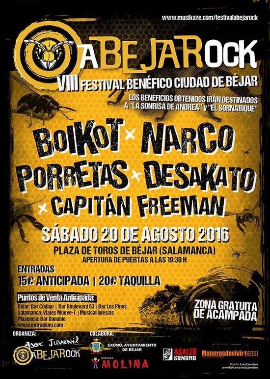 histericasgrab's tweet photo. Grandísimo cartel el del @F_Abejarock 2016. Con @BOIKOTBAND @LosNarco @Porretas5 @desakatorock #capitanfreeman https://t.co/Ngeslrt5cw