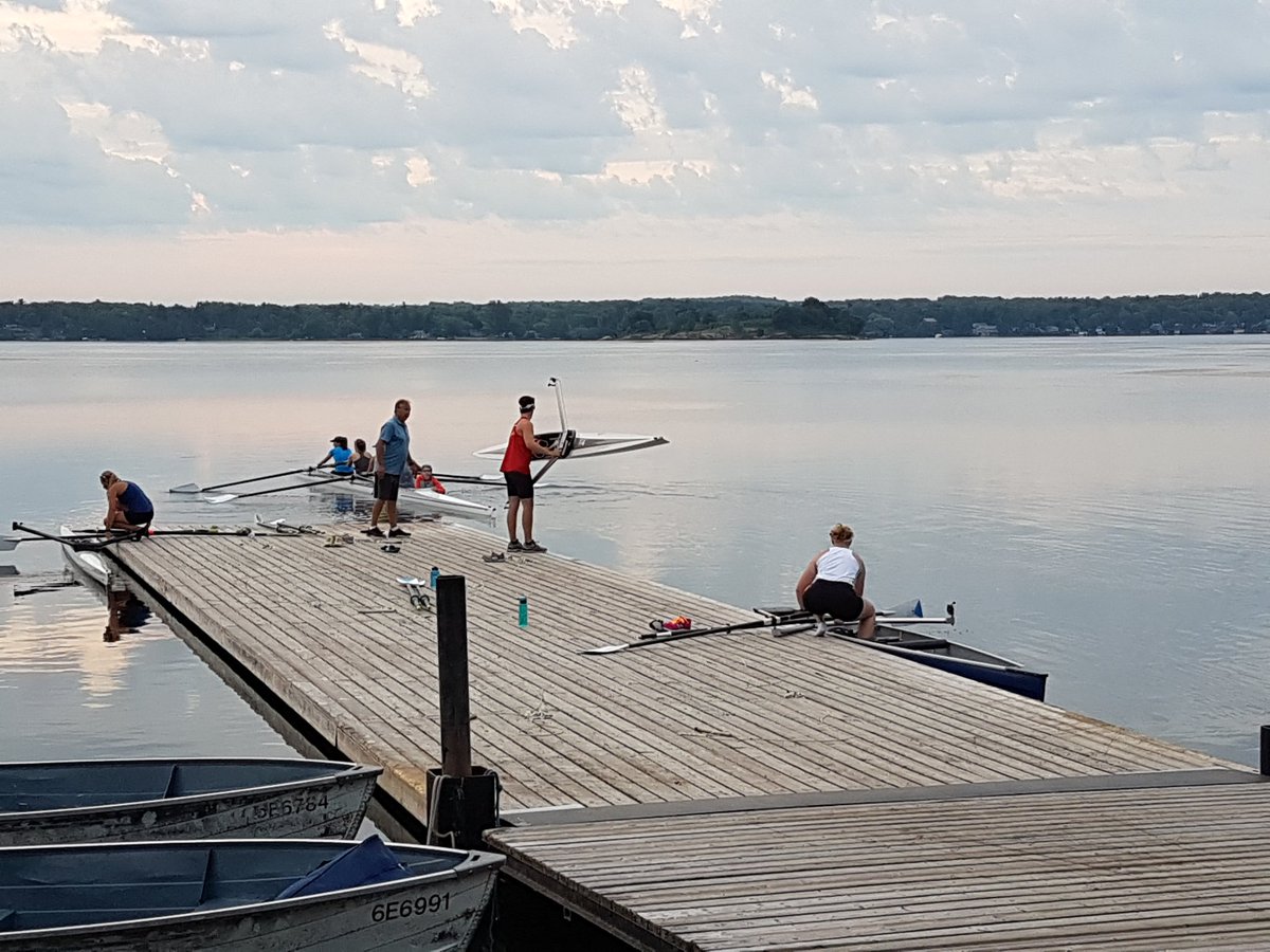 coachpurcer's tweet photo. Calm day on the St. Lawrence River @BRC_rowing getting ready for @HenleyRegattaCA during @ROWONTARIO #ClubVisit https://t.co/zqFLHvnHsR