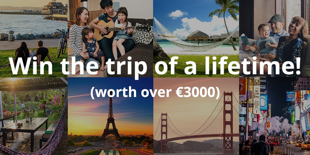 Homestaycom's tweet photo. Celebrate our 3rd birthday &amp; get €10 free #travel credit for entering. https://t.co/88NztbnW7l #HomestayTurns3 #WIN https://t.co/8RZ9BP9Y79