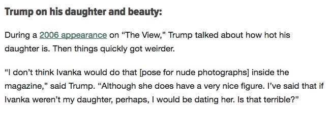 nickpwing's tweet image. Here's Trump vs. Obama on the issue of their daughters and beauty. I'm depressed.

huffingtonpost.com/entry/barack-o…