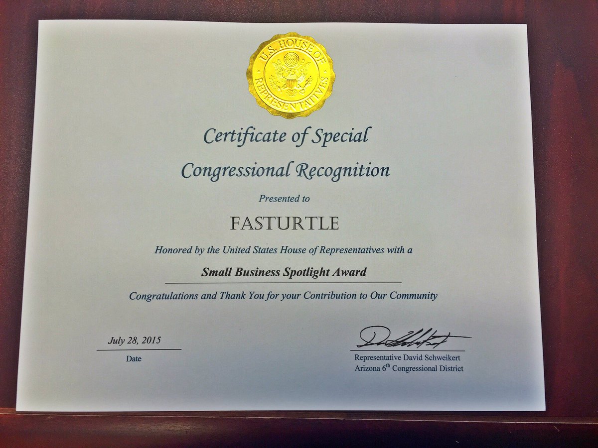 FTMedia_digital's tweet photo. Thank you Congressman @DavidSchweikert for recognizing #fasturtle https://t.co/oJ2lY7iV9P