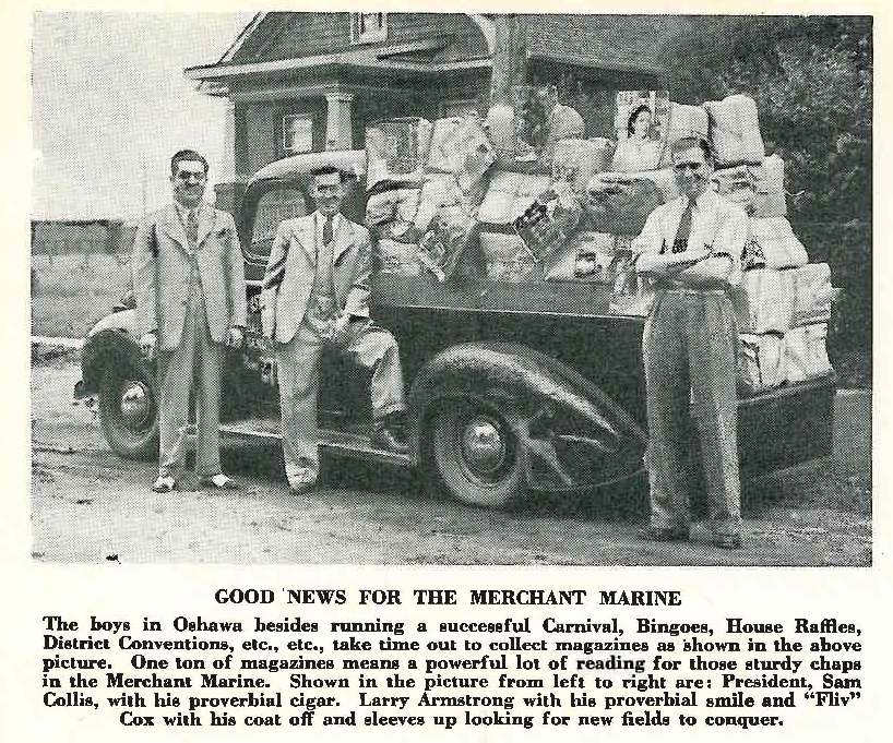 KinCanada's tweet photo. It wasn't just milk - Kin collected magazines for the Merchant #Marines, too! #TBT #MilkforBritain #Oshawa https://t.co/YVdP568xVD