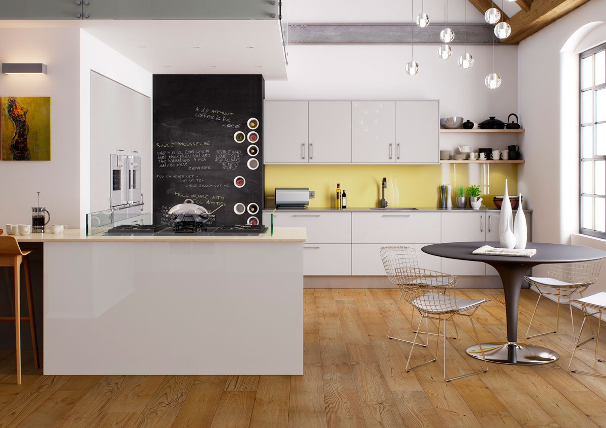 fikitchens's tweet image. HADDINGTON GLOSS | Room to have some fun. Doors in Grey #greyandyellow #slabkitchen #slabdoors #glosskitchen #gloss