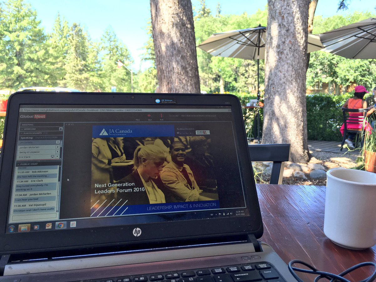 mcfarljo's tweet photo. Participating in the @ja_canada #NGL2016 #JANGL online meeting while enjoying the weather at Clear Lake, Manitoba! https://t.co/aaApYXuva6