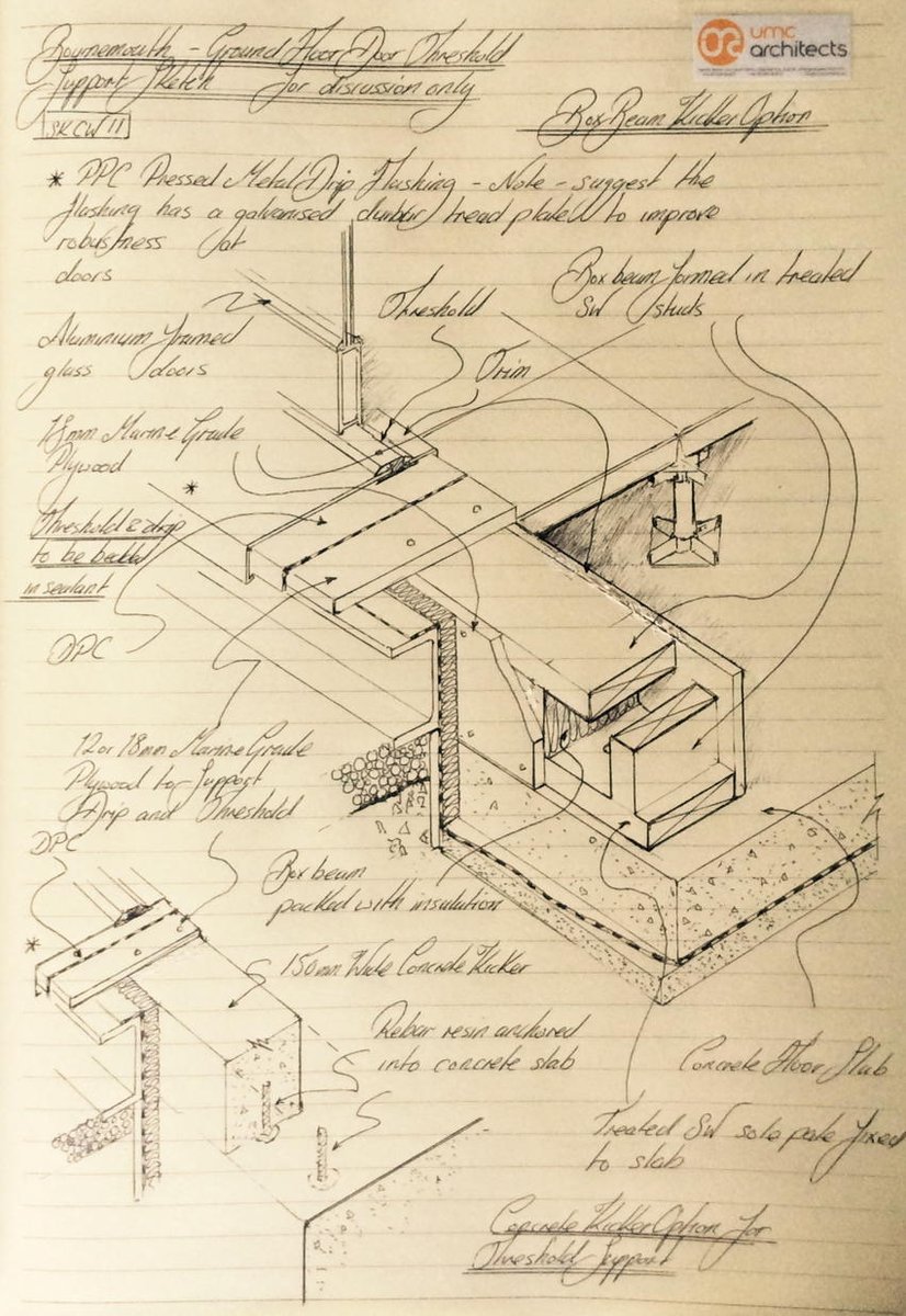 ElementDetail's tweet photo. #Architecturaltechnology #Sketch in @SilvineOriginal book. Retro fitting door threshold support https://t.co/Rmo9KkrFsb