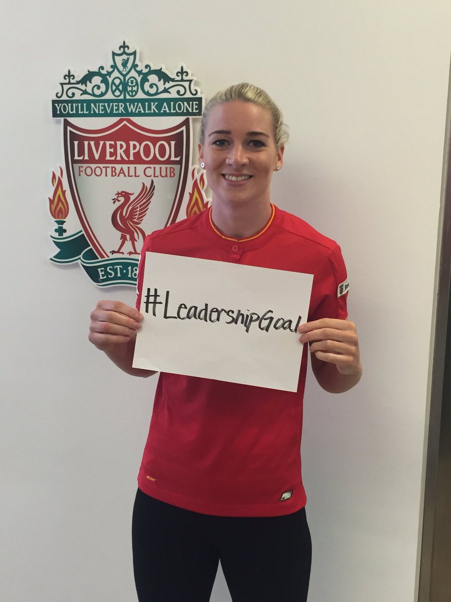 LiverpoolFCW's tweet photo. .@LFCladies captain @gembon23 supports @StanChart #LeadershipGoal campaign with @GoalGirlsGlobal #LFC🔴 https://t.co/eqFKV6XRw6
