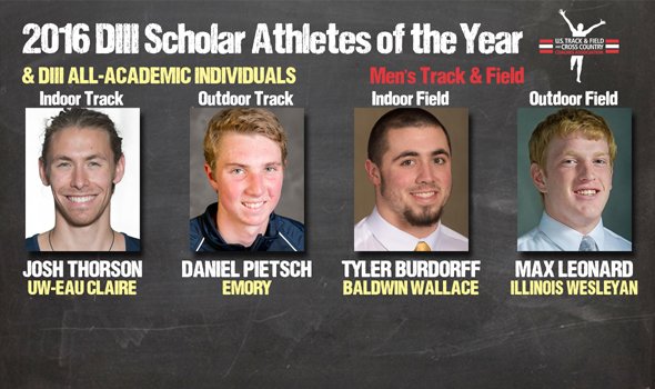 USTFCCCA's tweet photo. #NCAAD3 Male Scholar Athletes

I T - Thorson
I F - Burdorff
O T - Pietsch
O F - Leonard

https://t.co/thKON7knD2 https://t.co/eFglJ8zFwQ