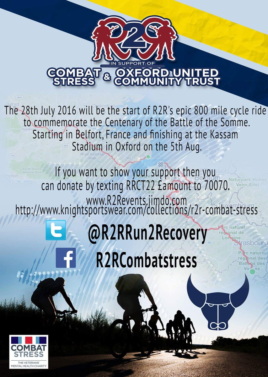 CombatStress's tweet photo. Good luck to the @R2RRun2Recovery guys as they start their epic challenge! To donate text RRCT22 £amount to 77070. https://t.co/xncwakPeDF