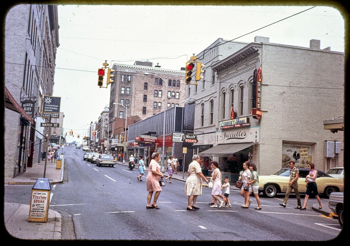 JMUSpeColl's tweet photo. #TBT to @DowntownHburg ca. 1979 corner of Water &amp; Main St. The Robert Sullivan Papers are chock full of these gems. https://t.co/13cVgPtAeC
