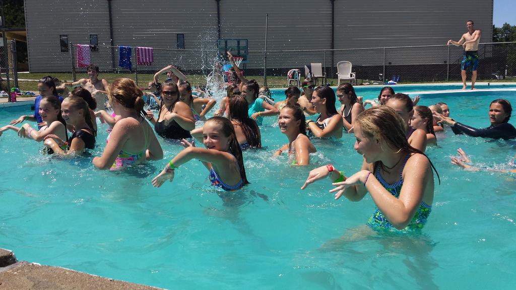 YouthfrontCamp's tweet photo. Camp's latest innovation? Pool + Zumba = Poomba! #yfwest #session8 #poomba https://t.co/R67yipRGon