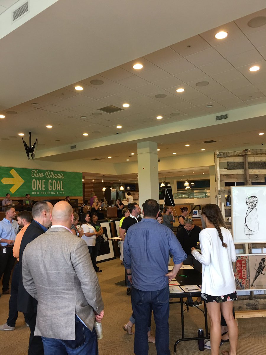 dougulman's tweet photo. The @bathbodyworks @Pelotonia art and wine auction happening now! #twowheelsonegoal https://t.co/GWVugKkQXa